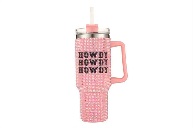 Rhinestone HOWDY Decorative Metal Tumbler Cup