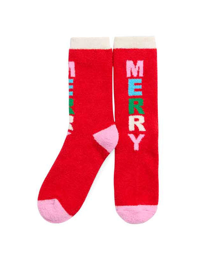 "MERRY" SOCKS RED