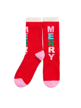 "MERRY" SOCKS RED