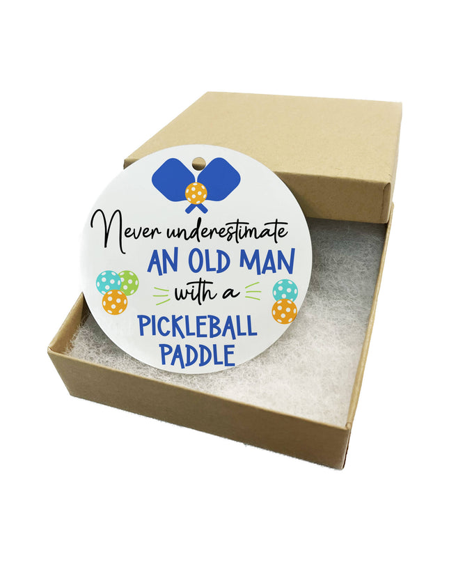 "Old Man w/Pickleball Paddle" Metal Ornament