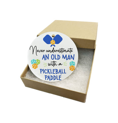 "Old Man w/Pickleball Paddle" Metal Ornament