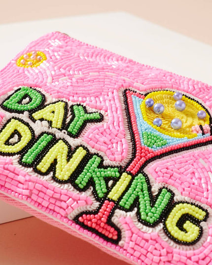 "Day Dinking" Beaded Coin Pouch