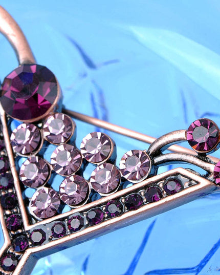 Copper Purple Cocktail Wine Cherry Glass Brooch Pin