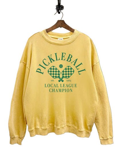 PICKLEBALL CHECK PADDLES PRINT SWEATSHIRT YELLOW