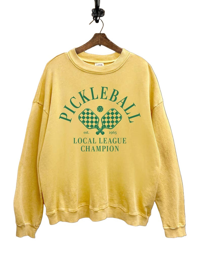 PICKLEBALL CHECK PADDLES PRINT SWEATSHIRT YELLOW