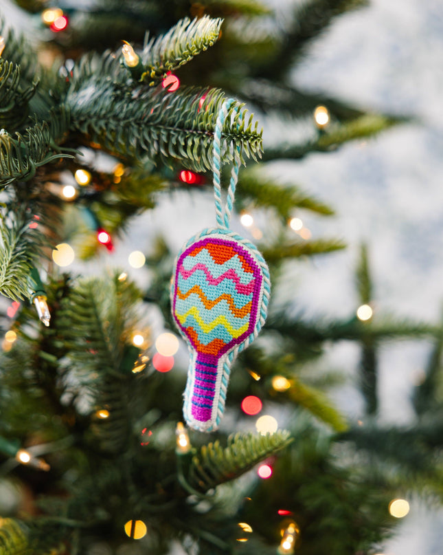 Needlepoint Icon Ornament - Pickleball Racket