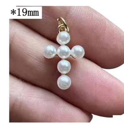Pearl Cross Charm