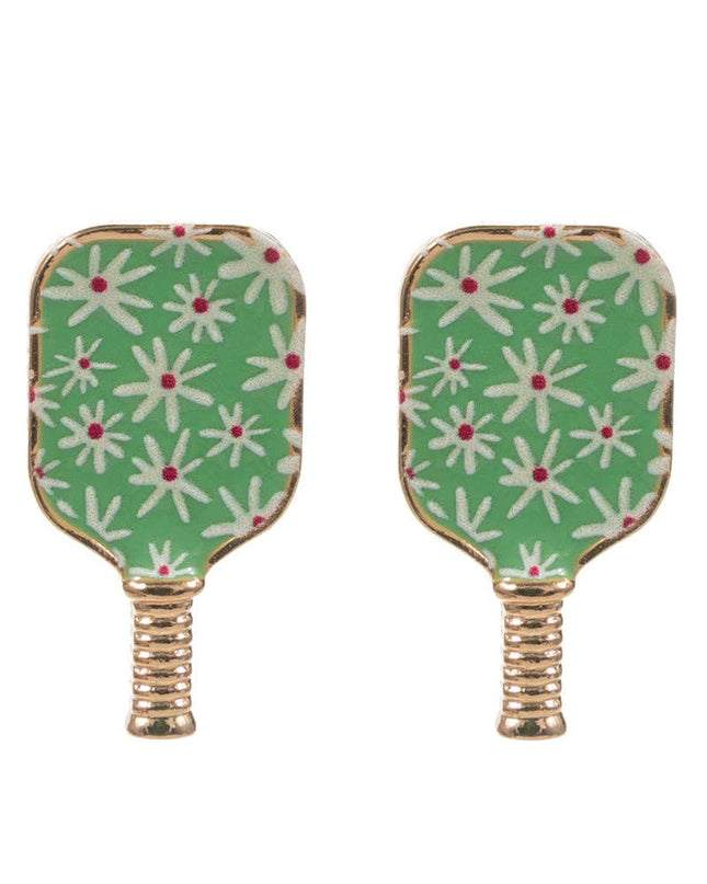 Sports Pickleball Enamel W Pattern Post Earrings