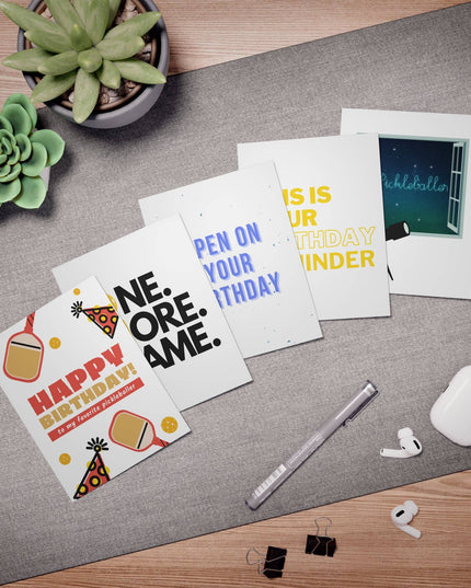 Happy Birthday Pickleball Greeting Card Bundle (Pack of 5)