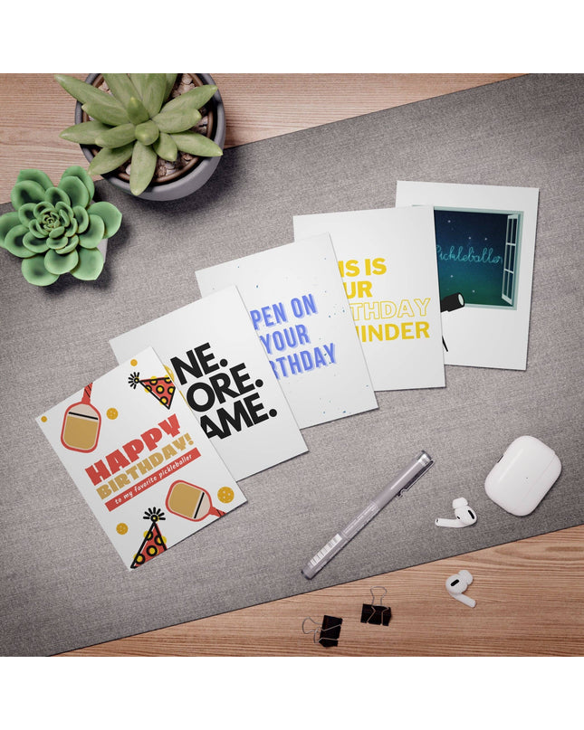 Happy Birthday Pickleball Greeting Card Bundle (Pack of 5)