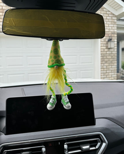 Sunshine Pickleball Gnome Car Charm, Rearview Mirror Ornaments