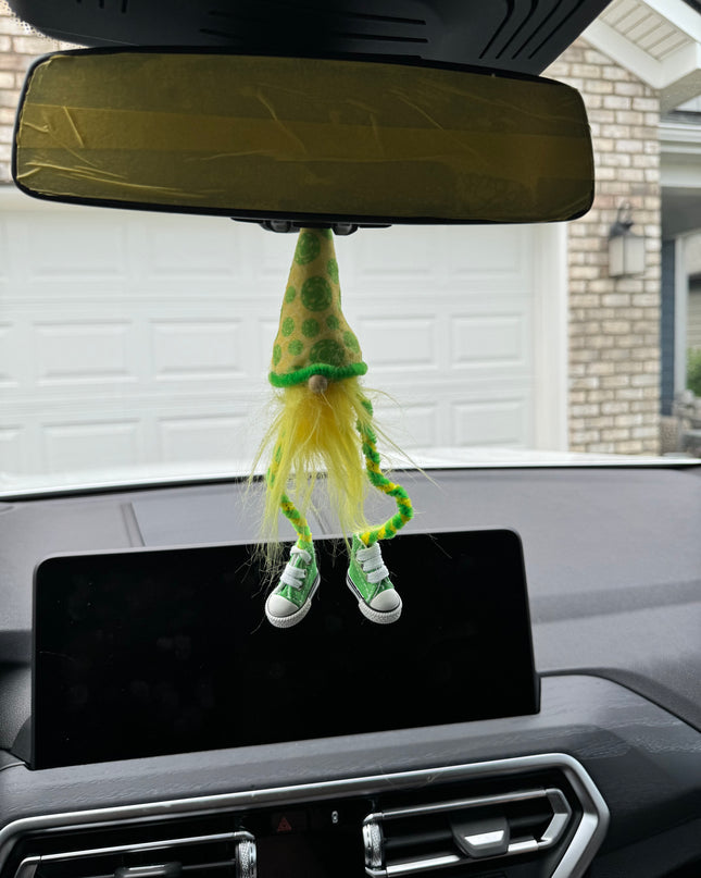 Sunshine Pickleball Gnome Car Charm, Rearview Mirror Ornaments