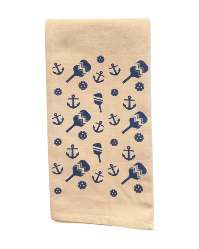Nautical Pickleball Pattern Bar Towel