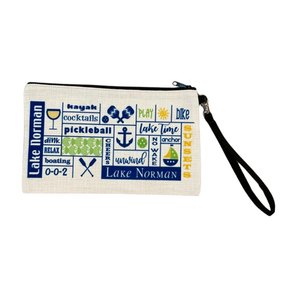 Lake Norman Nautical Pickleball Life Wristlet Zip Pouch