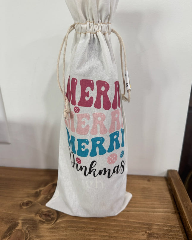 Merry Dinkmas Gnome Wine Bag