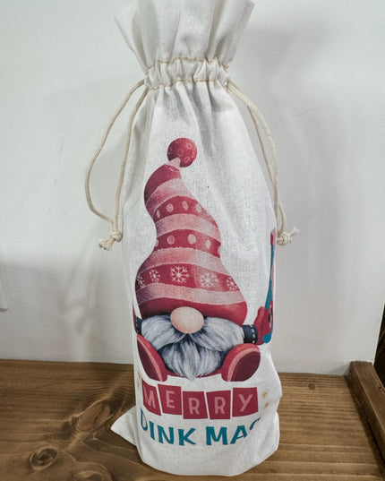 Merry Dinkmas Gnome Wine Bag