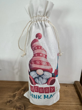 Merry Dinkmas Gnome Wine Bag