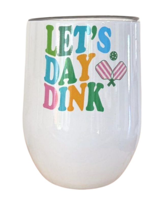Let's Day Dink Rainbow Wave Stemless Wine Glass Tumbler