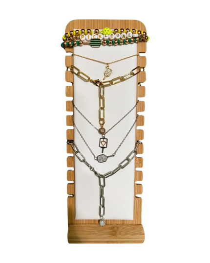 Pave Pickleball on Paper Clip Link Chain Adjustable Necklace