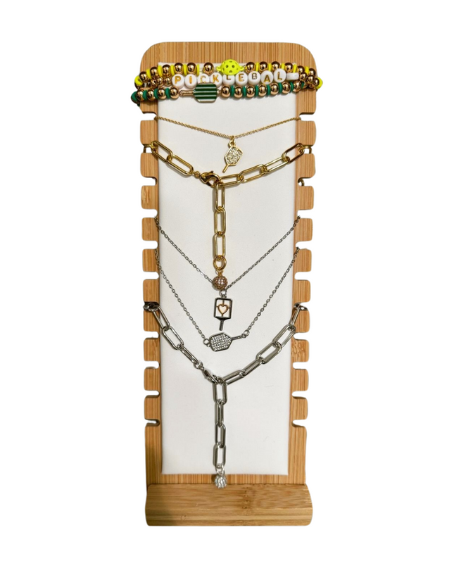 Pave Pickleball on Paper Clip Link Chain Adjustable Necklace