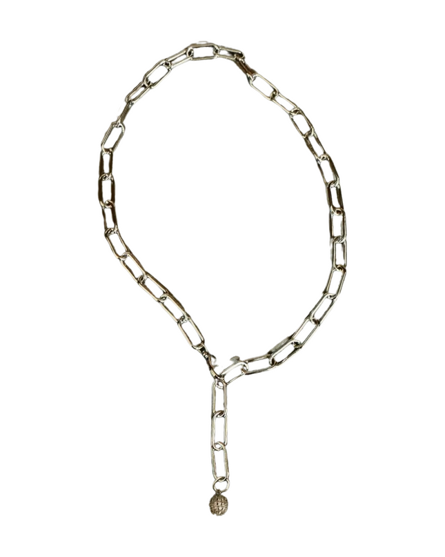 Pave Pickleball on Paper Clip Link Chain Adjustable Necklace