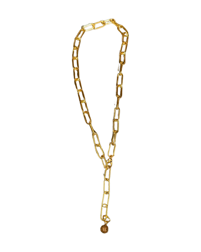 Pave Pickleball on Paper Clip Link Chain Adjustable Necklace