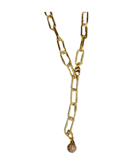 Pave Pickleball on Paper Clip Link Chain Adjustable Necklace