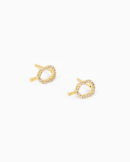 Pickleball Paddle CZ Earrings Gold