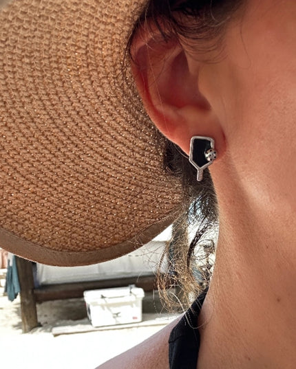 Pickleball Paddle Pink Enamel Stud Earrings