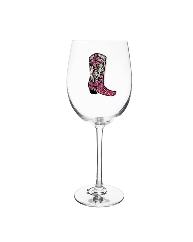 Pink Cowboy Boot Stemmed Wine Glass