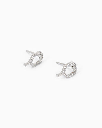 Pickleball Paddle CZ Earrings Silver