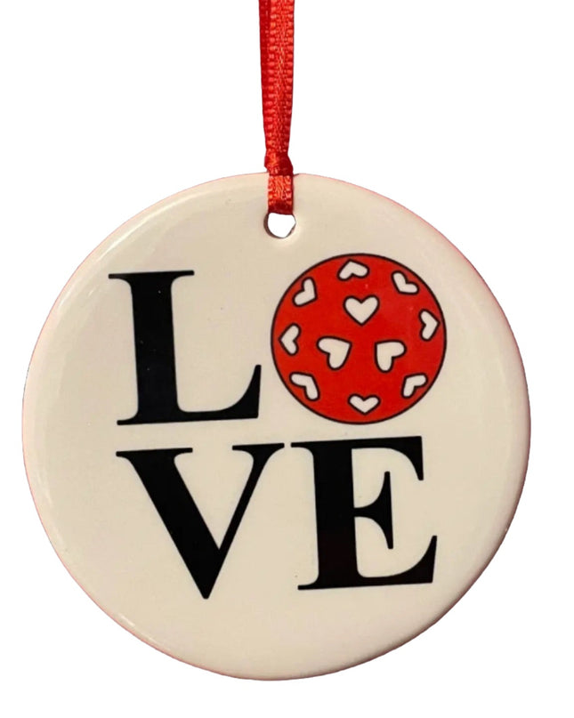 Love Heart Pickleball Ornament