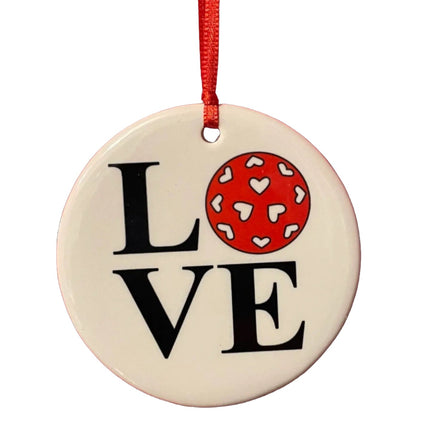 Love Heart Pickleball Ornament