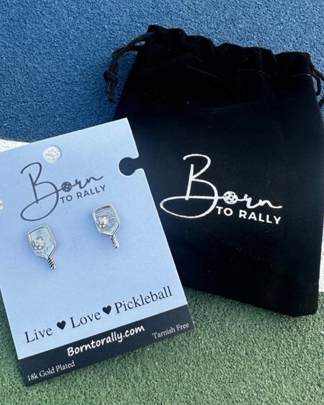 Gold Pickleball Pearl Stud Earrings