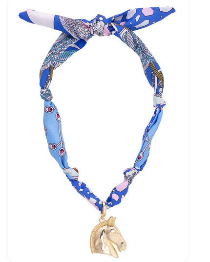 Ash Horse Head Scarf Necklace