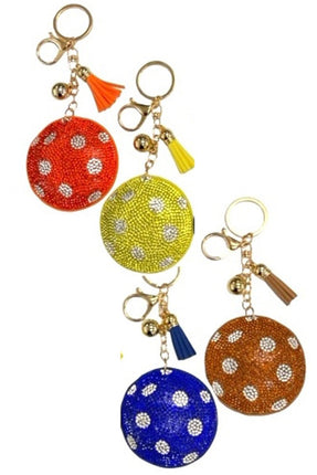 Rhinestone Pickleball Ball Keychain