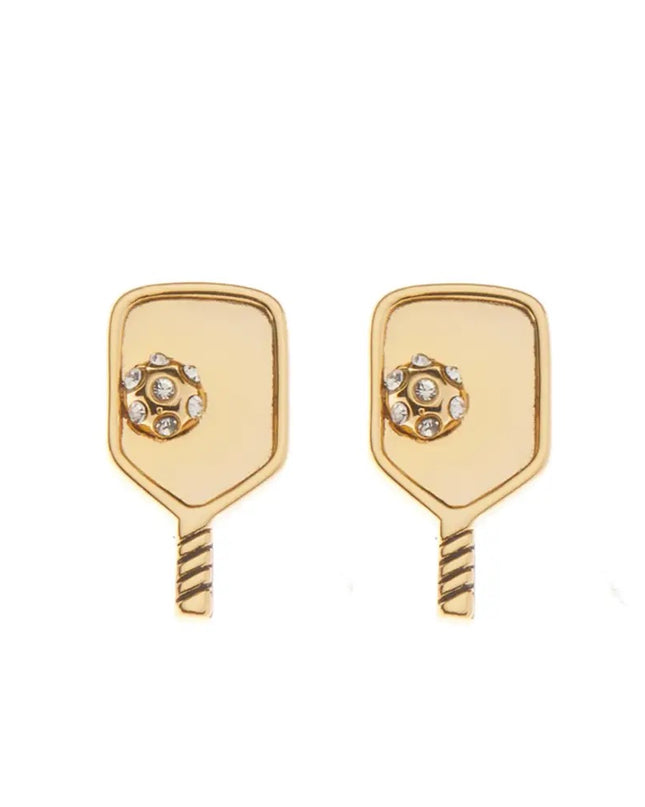 Gold Pickleball Paddle Stud Earrings