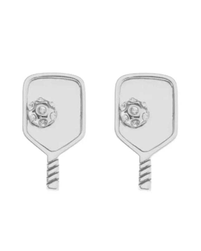 Silver Pickleball Paddle Stud Earrings