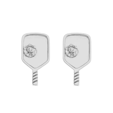 Silver Pickleball Paddle Stud Earrings