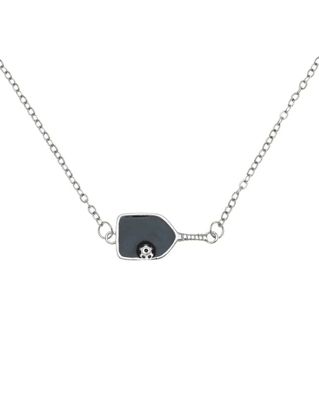 Pickleball Paddle Black Enamel Pendant