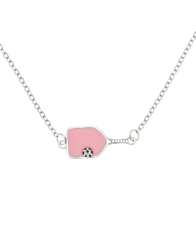 Pickleball Paddle Pink Enamel Pendant