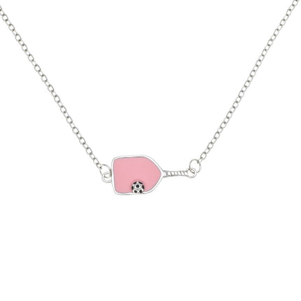 Pickleball Paddle Pink Enamel Pendant