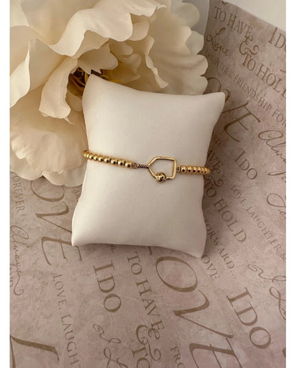 Pickleball Beaded Stretch Bracelet - Gold