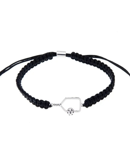 Black Pickleball Paddle Adjustable Rope Bracelet