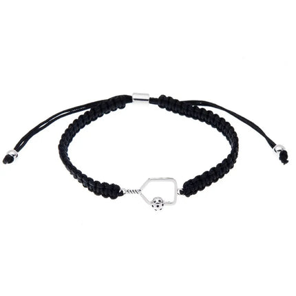 Black Pickleball Paddle Adjustable Rope Bracelet