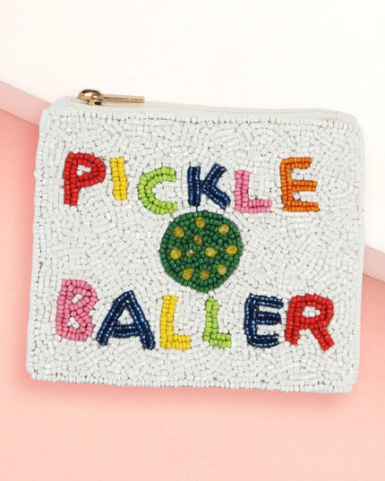 Pickleballer Seed Beaded Mini Pouch Bag