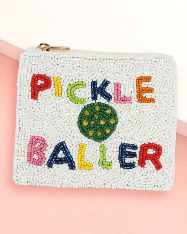 Pickleballer Seed Beaded Mini Pouch Bag