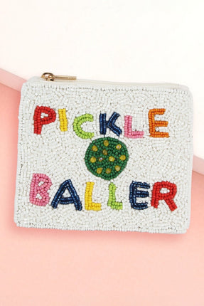 Pickleballer Seed Beaded Mini Pouch Bag