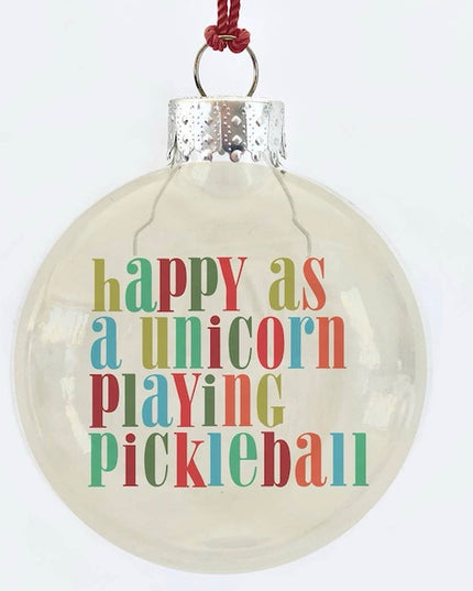 Multi pickleball unicorn ornament