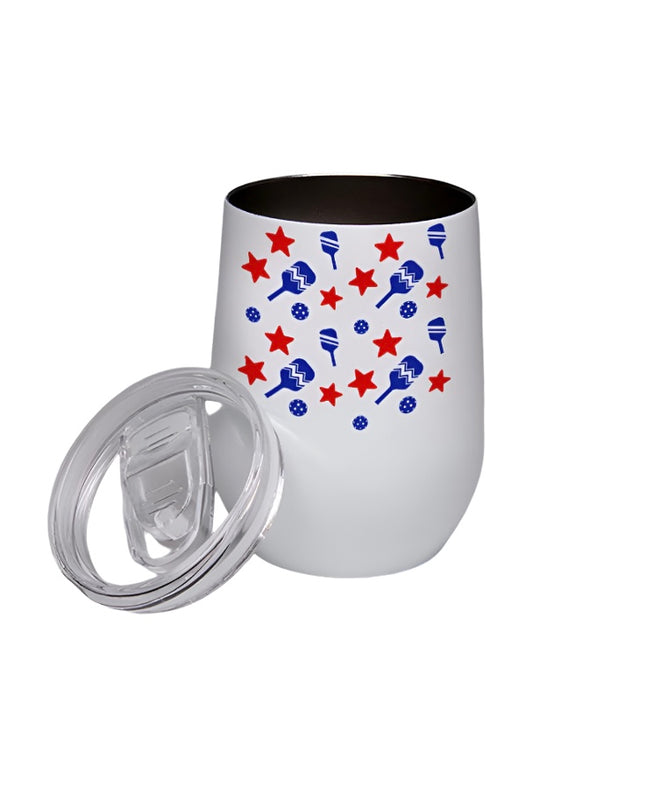 Patriotic Pickleball Stemless Wine Glass Tumbler